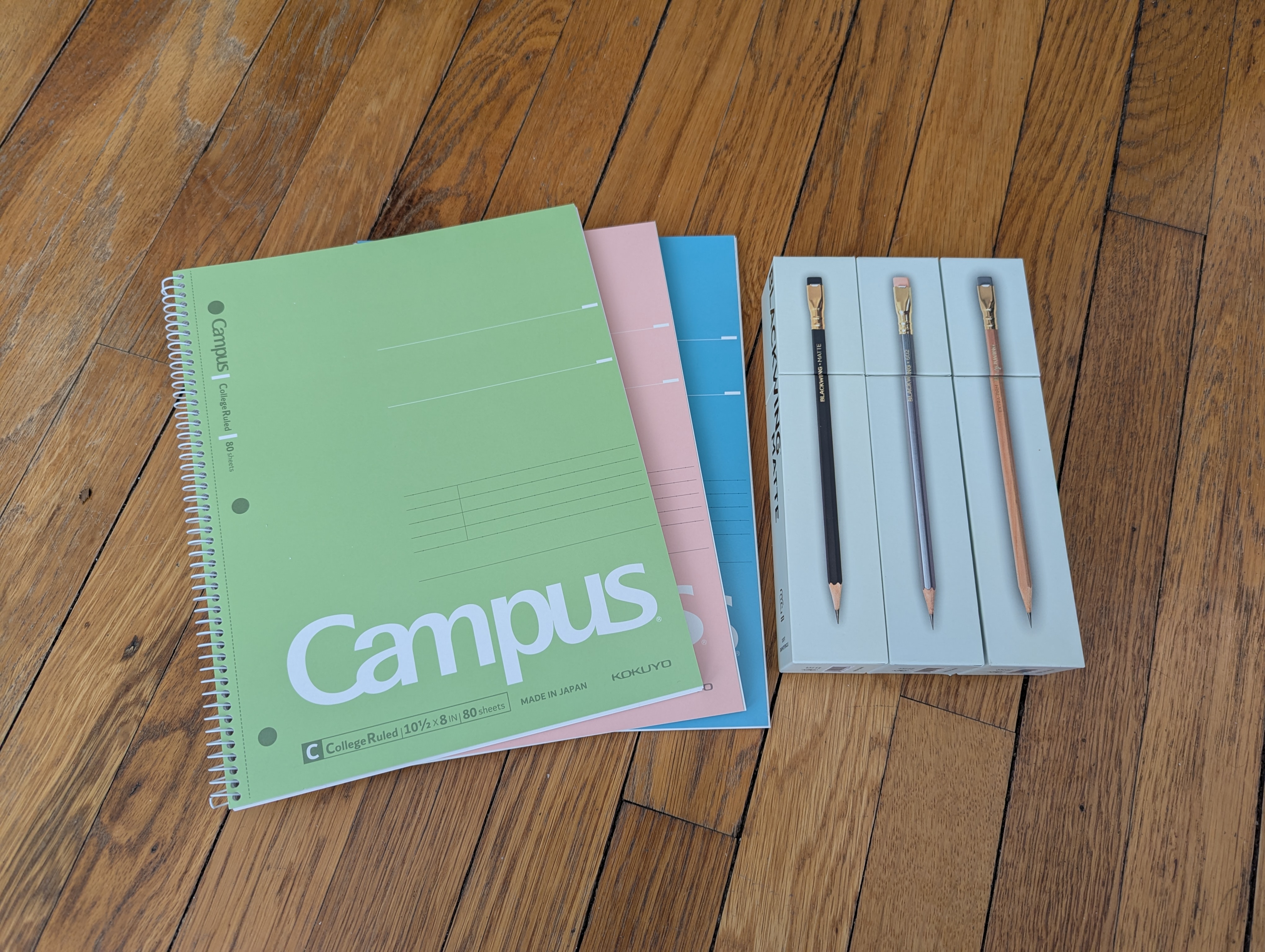 notebooks and pencils